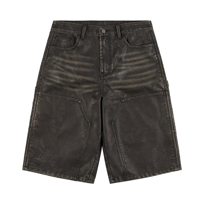 26P038_BLACK_8 Boredom Kills Leather Short - Black