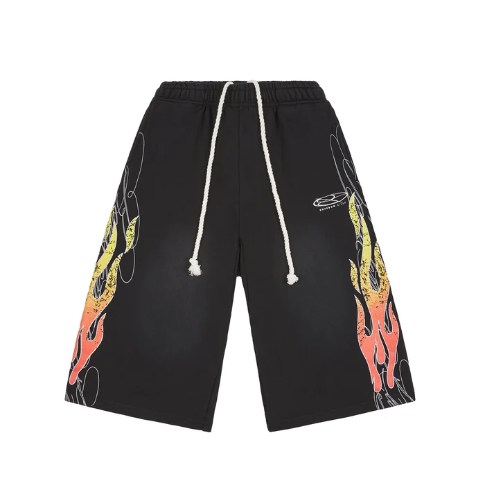 BOREDOM_KILLS_SIDE_FLAMES_SWEATSHORT_BLACK_1 Boredom kills Up in Flames Sweat Short - Image 1
