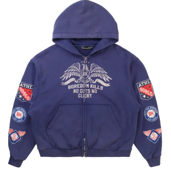 Boredom Kills Boy Scout Zip Up Hoodie Navy