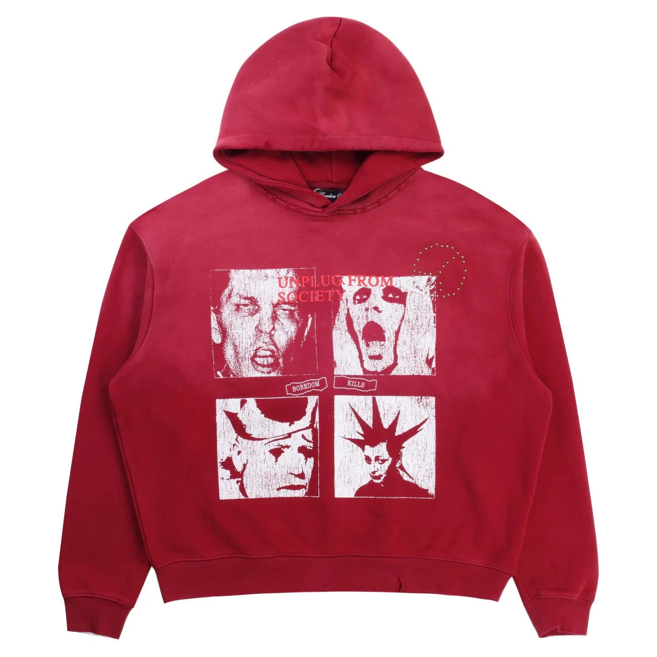 s-l1600 (2) Boredom Kills Men's Red Unplug Hoodie Bk020"