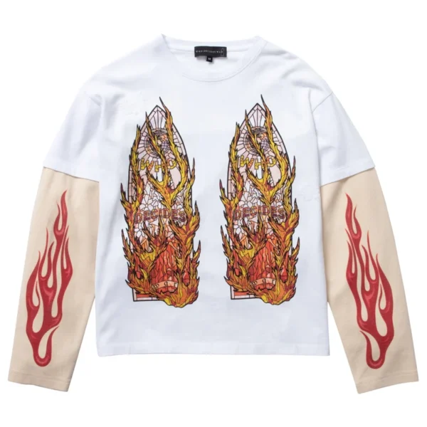 Boredom Kills Flame Layered Sweatshirt White