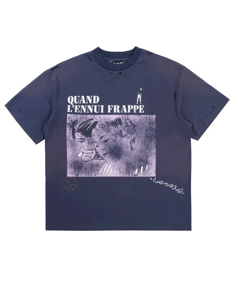 Boredom-Kills-French-Tee-Navy-Front Boredom Kills French Tee Navy