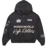 Boredom Kills High Rollers Zip Up Hoodie Black