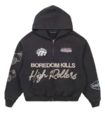 Boredom Kills High Rollers Zip Up Hoodie Black