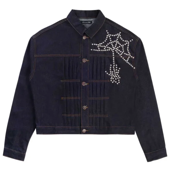 Boredom Kills Spider Pearl Denim Jacket Raw Indigo