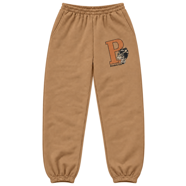 Boredom Kills P Logo Sweatpants – Camel Brown