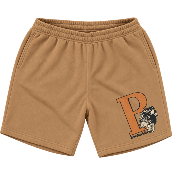 Boredom Kills B Logo Shorts-Camel Brown
