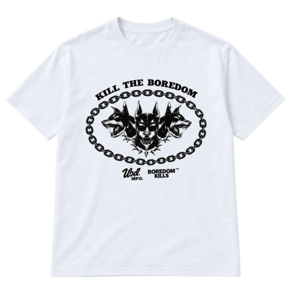 Kill The Boredom Dog Chain Graphic Tee – White