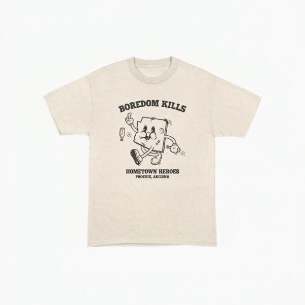 Boredom Kills Mascot Print Graphic Tee-Cream
