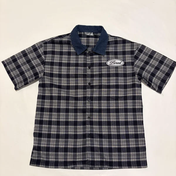 Boredom Kills Mens Medium Blue Plaid Shirt